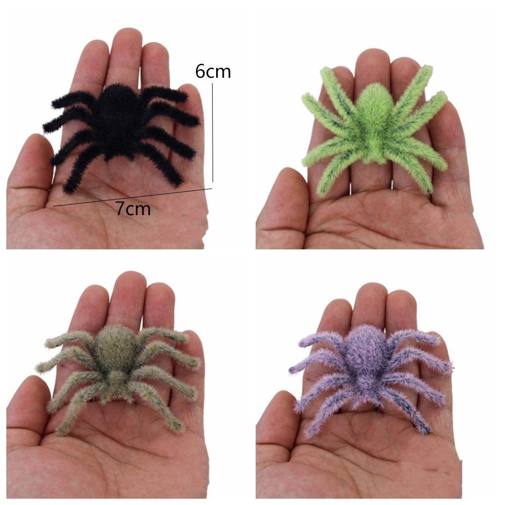 Funny Flocking Black Spider 3D Artificial Spider Halloween Plush Spider  Learning Toys