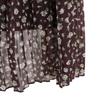 CLANE Midi Length Drop Flower Pleated Layered Skirt 2 Brown X Bordeaux Women Used