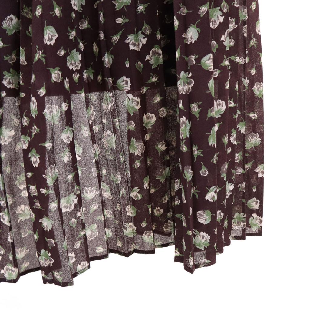 CLANE Midi Length Drop Flower Pleated Layered Skirt 2 Brown X Bordeaux Women Used