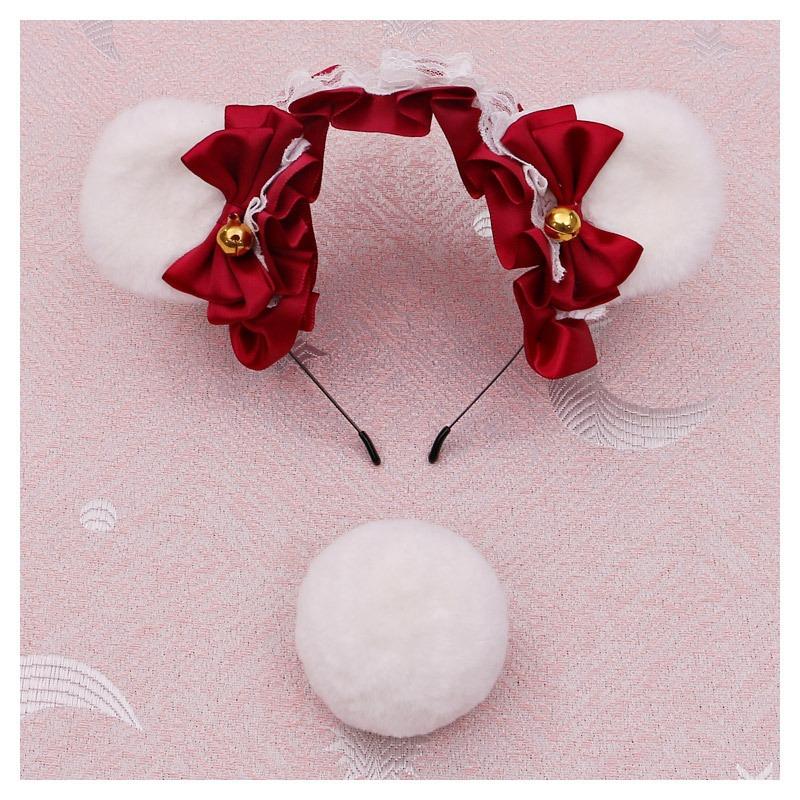 A Handmade Olita Animal Ear Headband, Lolita Jewelry, Lace Bear Ear Headband.