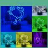 Time Jake Adventure The Dog Bend Over Figure 3d Night Light Acrylic Panel Base