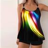 Women's Swimwear Tankini 2 Piece Swimsuit Dazzling Colors Vacation Bathing Suits