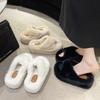 Thick-soled Fluffy Slippers Women Wear 2025 New Autumn and Winter Fashion Plush Shoes Go Out Internet Celebrity Foreign Gas Cotton Mop