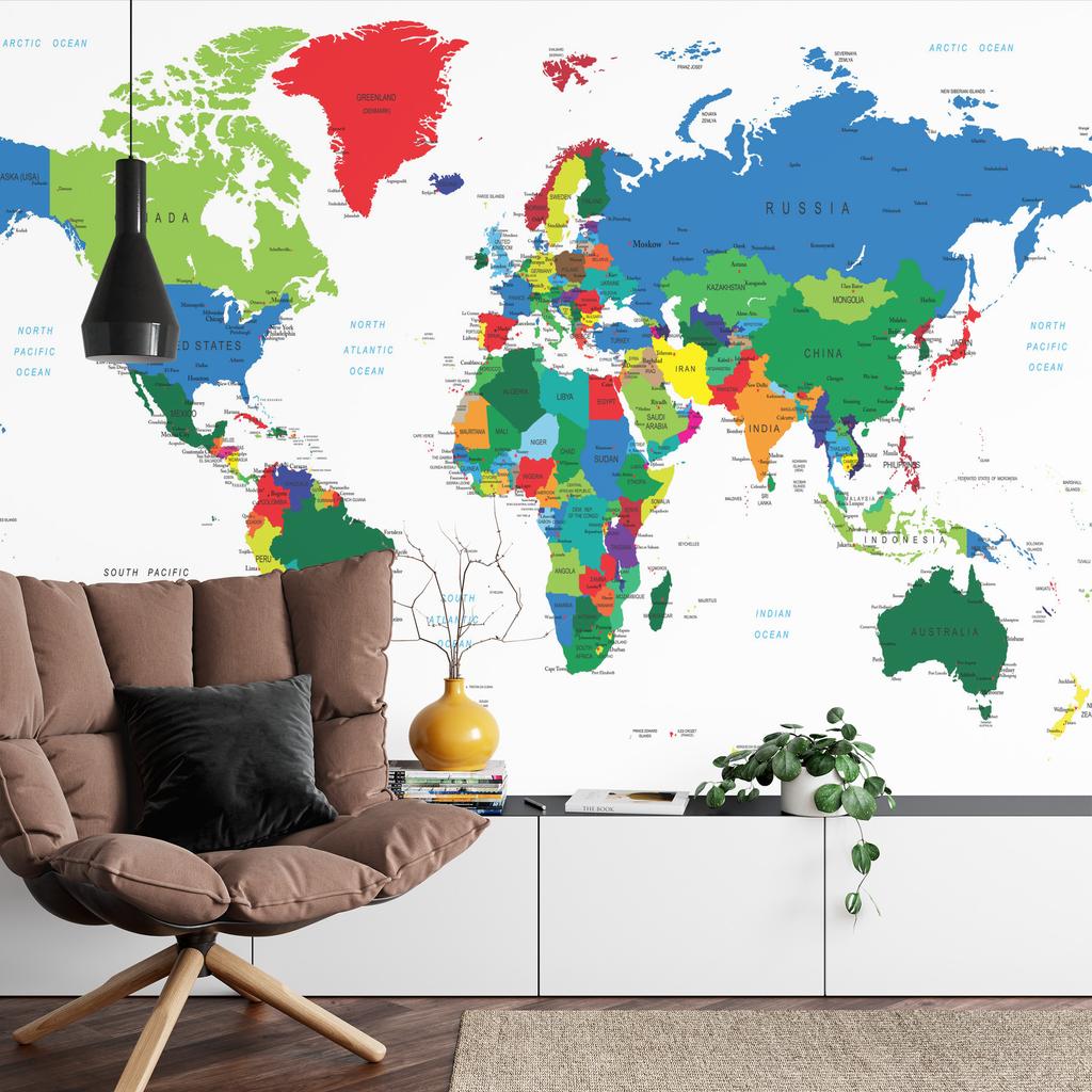 Photomural World Map Washable Fleece 520x318
