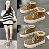 Add Fleece Warm Woolen Shoes Women 2024 Winter New Retro Frosted Thick Sole Fashion Everything Casual Lace-up Cotton Shoes
