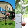 Flower Pot Holder Height Adjustable Rustproof Corrosion Resistant Bird Feeder Pole Solar Light Lantern Hanger Hook Garden Supplies