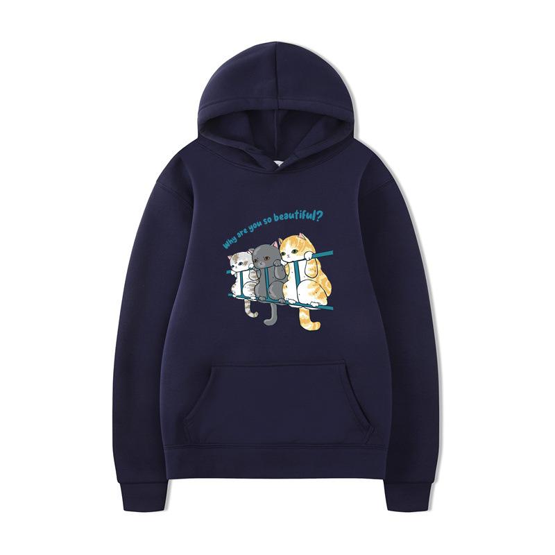 Cat Men Fashion Hoodies Men Women Hooded Sweatshirts Fashion Hip Hop Pullovers Autumn Boys Girls Black Streetwear Hoodie