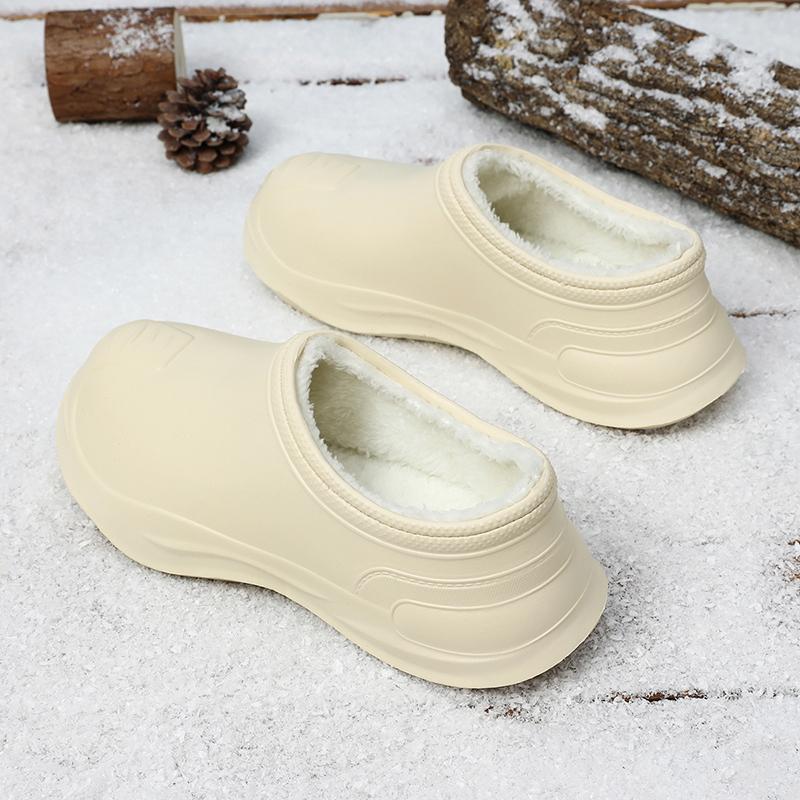 Platform Height Increase Men Plush Warm Chef Shoes Outdoor Garden Clogs Proffesional Waterproof Oilproof Non-Slip Kitchen Shoes