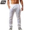 Men's Cotton Linen Pants Male Autumn New Breathable Solid Color Linen Trousers Fitness Streetwear S-3XL