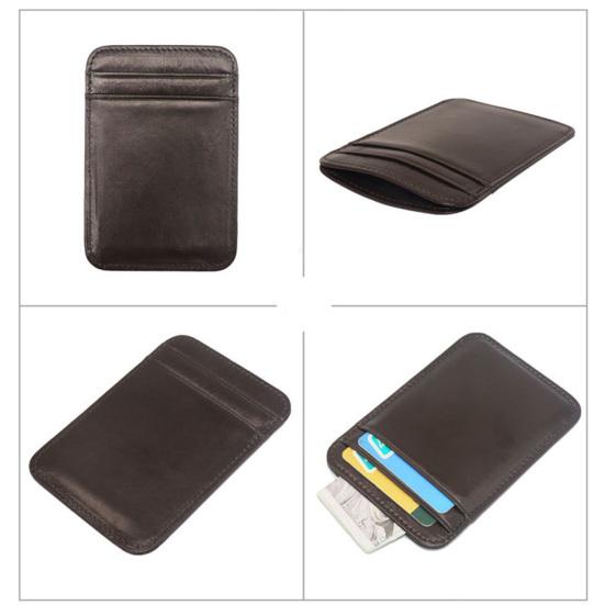 Card Holder Slim Small Wallet Faux Leather Solid Color Driver's License Credit Card Case Business Use