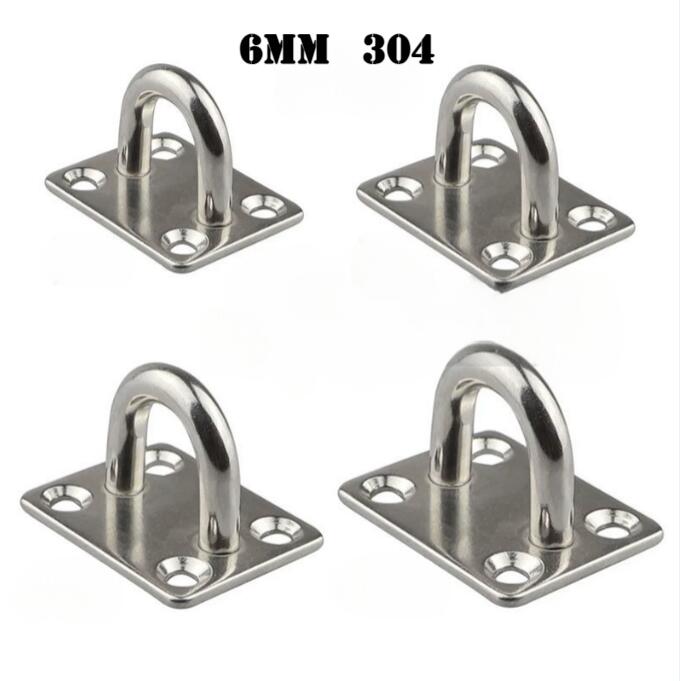 4pcs 5mm/6mm/8mm/10mm/12mm Stainless Steel Square Pad Eye Plate Hook Hanger Heavy Duty Ceiling Wall Boating Yacht Shade Sailing Marine