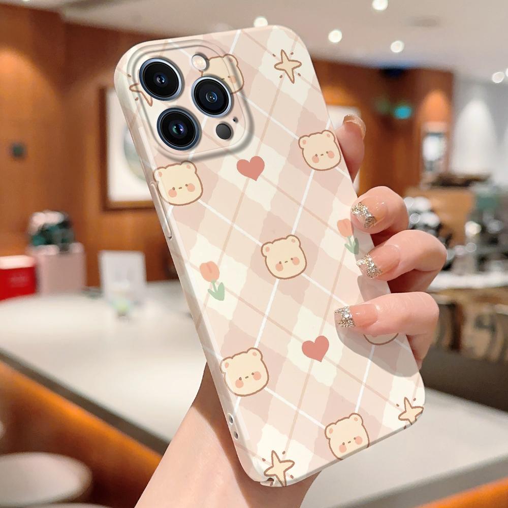 For iPhone 16 15 14 Samsung S23 A52 A33 A73 A53 Huawei Xiaomi Redmi OPPO Vivo Cute Bear Pig Dog Dinosaur Design Full Camera Protect Hard Phone Case