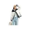 Li Ning Sports Lifestyle Series Simple Casual Versatile Comfortable Warm Short Stand Collar Down Jacket Unisex Outerwear Off-White Black AYMV433-4
