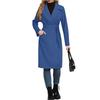 Women's Casual Fashion Solid Color Long-sleeved V-neck Tie Long Woolen Coat