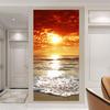 2pcs/set Beach Sunrise DIY Door Art Mural Sticker Home Decor Bedroom Living Room Corridor Entrance Decorative Painting Wallpaper