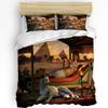 Hieroglyphic Carvings Ancient Egyptian Temple 3pcs Bedding Set For Double Bed Home Textile Duvet Cover Quilt Cover Pillowcase