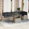 VidaXL 7-Piece Garden Sofa Set with Light Grey Cushions In Poly Rattan 3348658