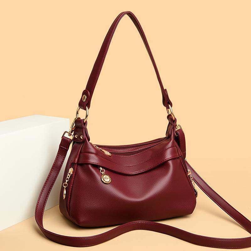 Women's Large-capacity Leather Bag  Messenger Bags  Monochromatic  Luxury  Female  Shoulder  Crossbody  Tote  High Quality