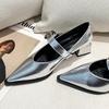 Модные туфли Мэри Джейн с острым носком, неглубоким вырезом и низким каблуком для женщин, повседневные туфли на ремешке вокруг щиколотки, одинарные туфли-лодочки с острым носком, туфли-лодочки с квадратным носком