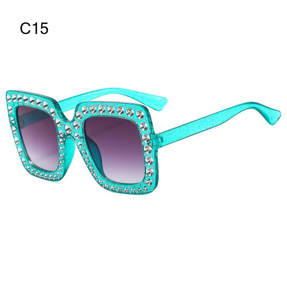 Crystal Oversized Sunglasses for Women Rhinestone Square Diamond Sun Glasses Retro Big Frame Sparkling Glasses