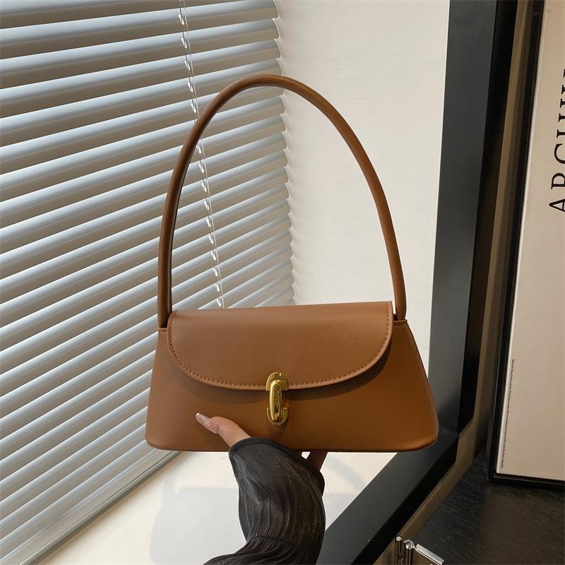 Niche Retro Simple Underarm Baguette Bag 2025 New Fashion High-end Bag Texture Versatile Shoulder Bag Tide
