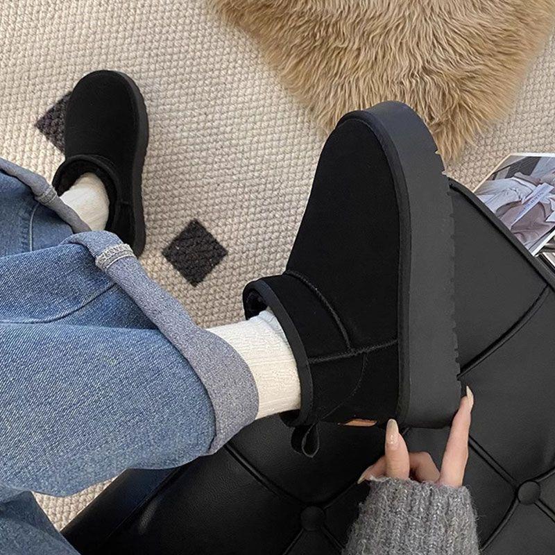 Зимние ботинки на платформе, женские, новые, женские, с флисовой подкладкой, теплые, нескользящие, короткие зимние ботинки, хлопковая обувь