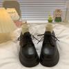 Fashion Mary Janes Retro Black Pumps Woman Lace Up Non-Slip Casual Platform Mid Heels Office Ladies Solid Elegant Heels Korean 2025 New
