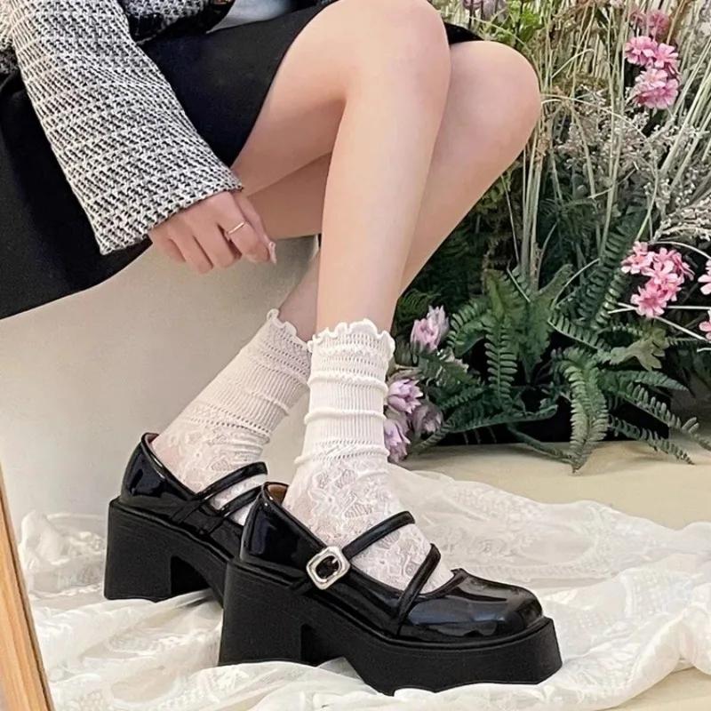 2024 Brand Shoes for Women Mary Janes Women's High Heels Fashion Buckle Strap Dress Pumps Women New Round Toe Solid Heels Women
