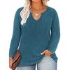 Womens Plus Size Long Sleeve Shirts  V Neck Tunic Tops Basic Loose Fit Tee Tops