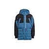 Colorblock Drawstring Waist Long Sleeve Down Jacket Men Outerwear Blue HL6745