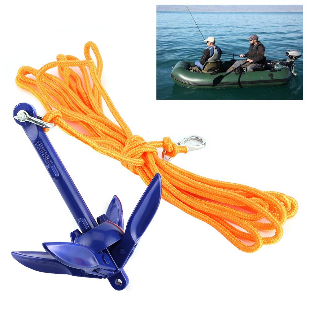 Marine Folding Anchoring Kit 4‑Tine Anchor Rope Hook Watercraft Acc for Boats Kayak Canoe Sailboat