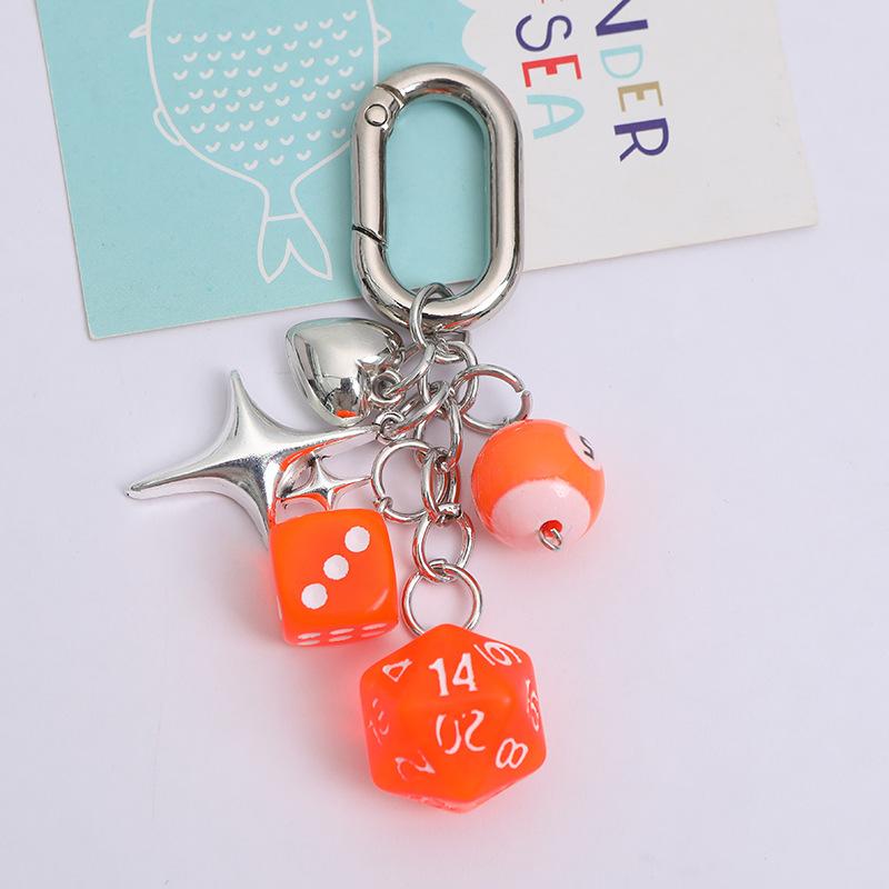 Dice Keychain Creative Star Manger Punk Style Keyrings for Women Bag Hanging Ornaments Accessories