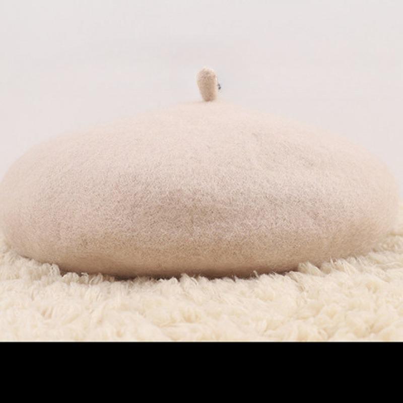 New Women's Korean Style Fashionable Spring Autumn Yarns Beret Hat Solid Color Thickened Warm Vintage Artistic Hats