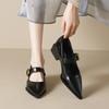 Weiwei Girl 108-8 French Pointed Mary Jane Shoes Thick Heel 2025 New Word with Shallow Mouth High Heels Women