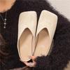 Fashion Brown Baotou Vintage Mules Women's Autumn New Flat Square Toe Fitting Room Lazy Suede Half Slippers