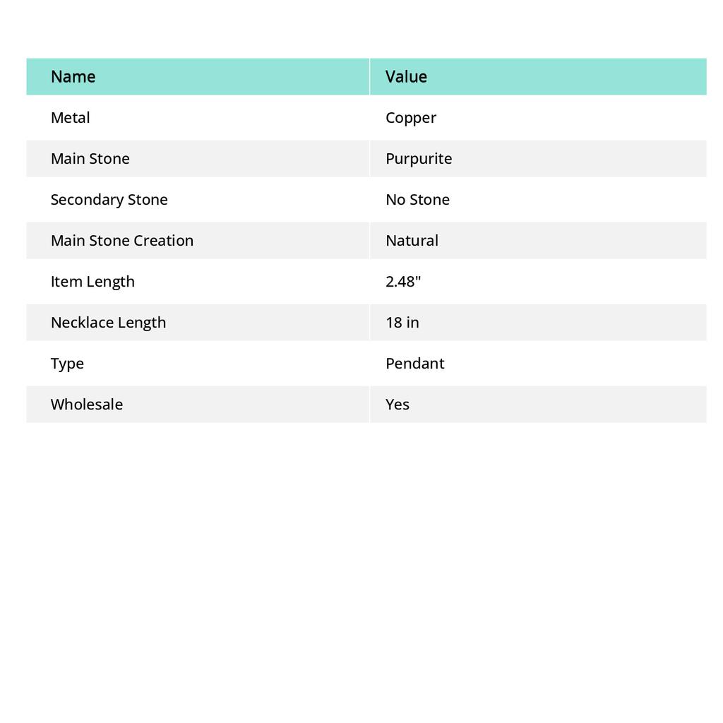 Natural Purpurite Gemstone Handmade Copper Wire Wrap Gift Pendant 2.48" M7W92