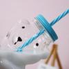 Bear Glass Cup with Spill-Proof Lid And Straw Cute Bear Tumbler for Smoothies Coffee Juice Thick Glass Mug for Home Office Travel