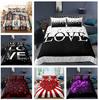 3D Love Bedding Set Couple Romantic Down Duvet Cover Pillowcase 2/3pc King Queen Bed Luxury Home Textile Duvet Cover Set