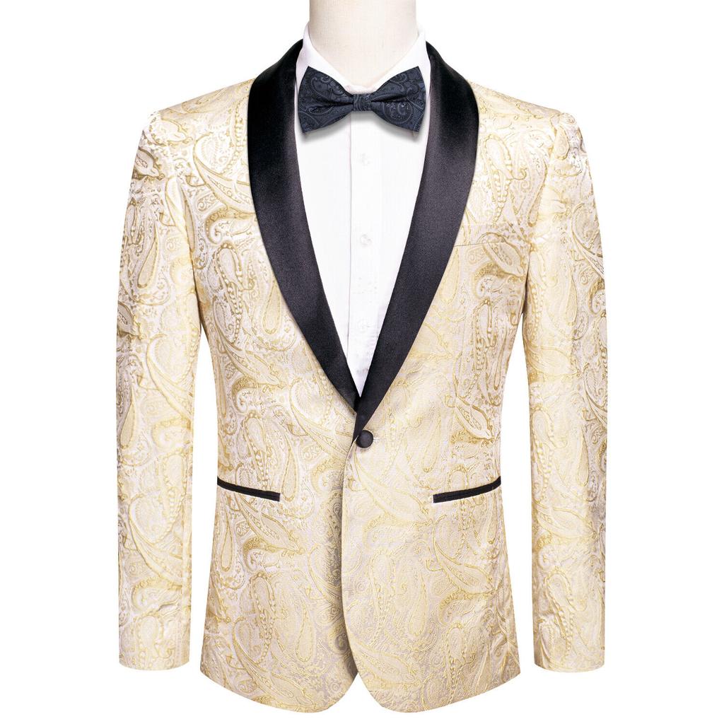 Mens Floral Tuxedo Dinner Jacket Regular Fit Shawl Lapel Paisley Prom Party Suit