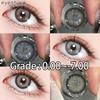 (0~-7.00 Grade) Colored Brown Contact Lenses with Grade Myopia Gray Natural Pupils for Eyes 14.2mm Prescription Lens