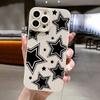 Cute Black Stars Silicone Phone Case For iPhone 16 15 14 13 12 11 Pro Max 13 Mini XS Max XR X 7 8 Plus SE 2020 Shockproof Cover