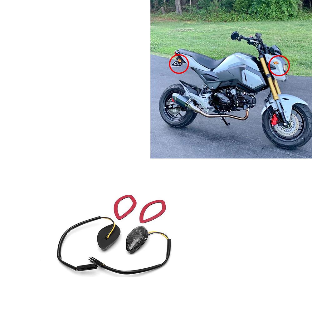 2x Smoke Flush Mount Amber LED Turn Signals Lights For 2013-2019 Honda Grom 125