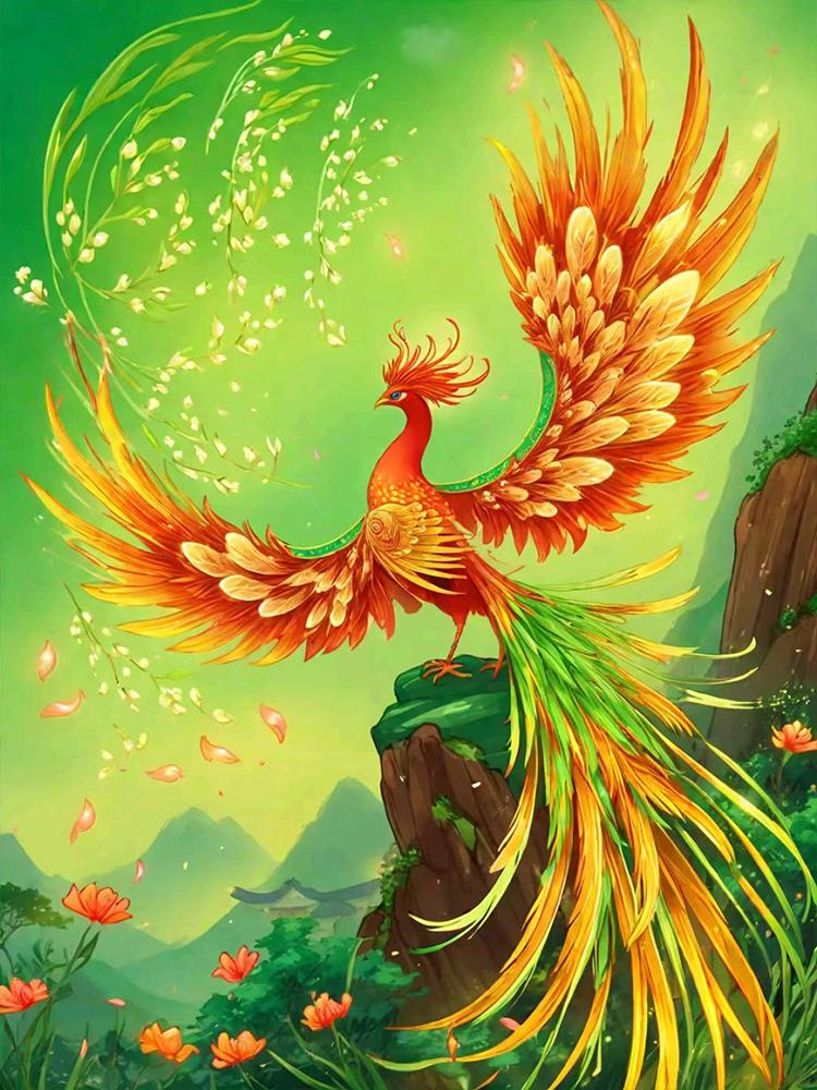 5d Diy Full Round Square Diamond Painting Phoenix Set Flower Animal Mosaic Embroidery Cross Embroidery Home Decoration Gift