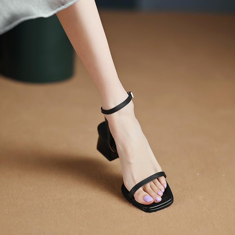 Women Square Toe Strappy Sandals Women Design Chunky Dress Shoes Summer Peep-toe Heels Party Pumps Zapatos Mujer