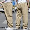 Autumn and Winter Men's Clothing plus-Sized Oversized Slacks Thick Elastic Cotton Loose Cargo