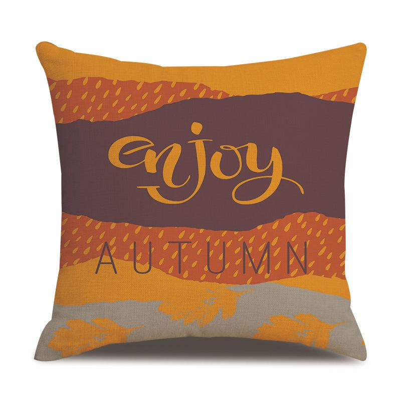 Thanksgiving Linen Pillowcase Autumn Pumpkin Print Pillow Cushion Cover