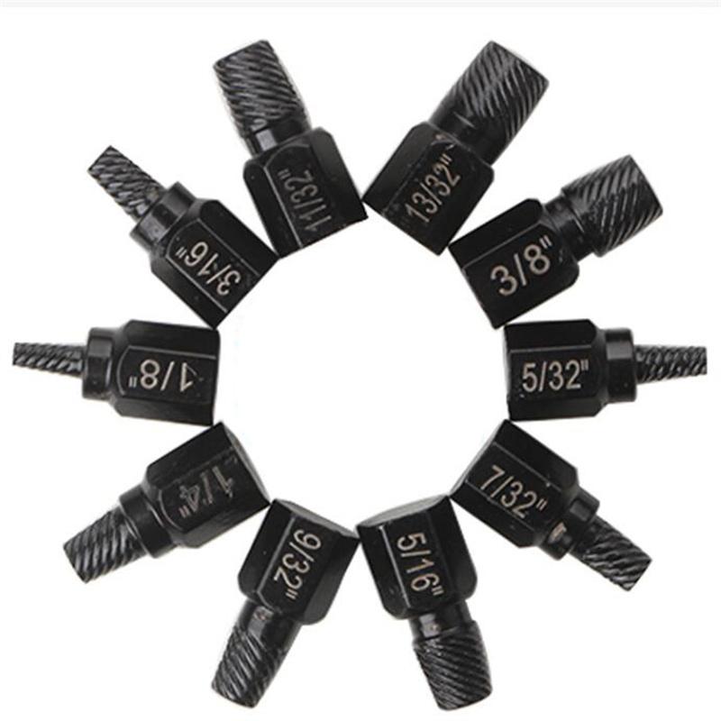 10Pcs Screw and Bolt Extractor Drill Bit Set Steel Multi-Spline Damaged Screw Extractor Broken Bolt Stud Remover Tools