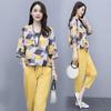 Women 2Pcs Tracksuit Set Casual Loose Printed T Shirt Cropped Pants Set Summer Leisure Suit