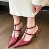 Fashion 2024 New Trendy Women Gladiator Sandals Summer Pointed Toe Luxury Elegant High Heels Thin Strap Pumps Ladies Party Shoes Size 42