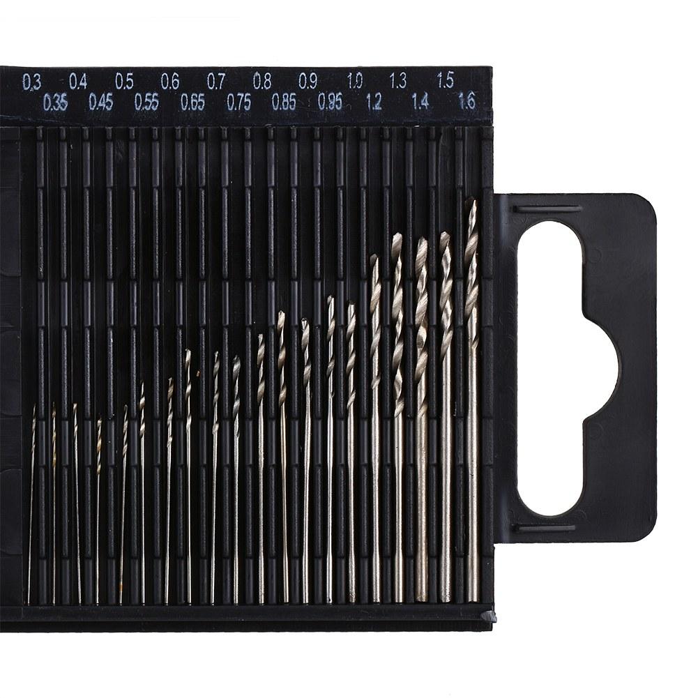 20Pc Mini HSS Drill Twist High Speed Steel Small Set For Wood Drilling In Case